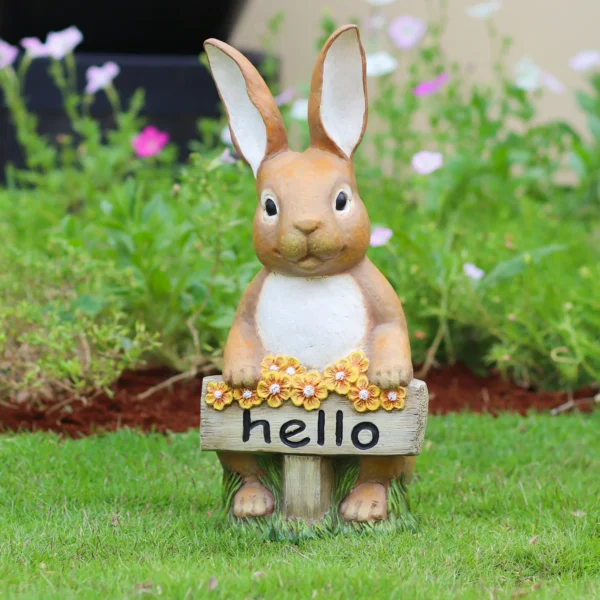 Outdoor Welcome Bunny Garden Statue - Image 2